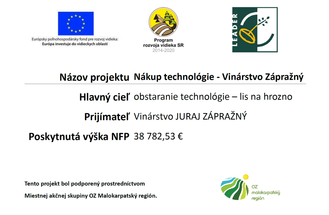 Certifikát pre lis na hrozno